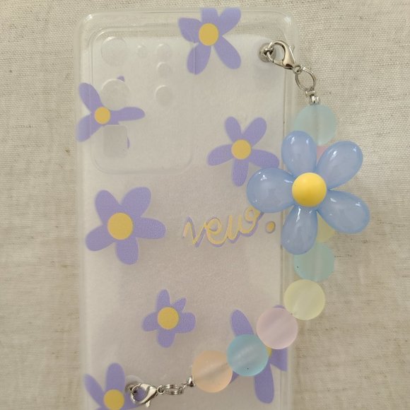 Flower Pattern Phone Case With Flower Decor Beaded Hand Strap Samsung S20 Ultra - Picture 3 of 4